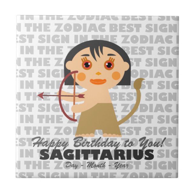 Sagittarius Happy Birthday Fliese (Vorderseite)