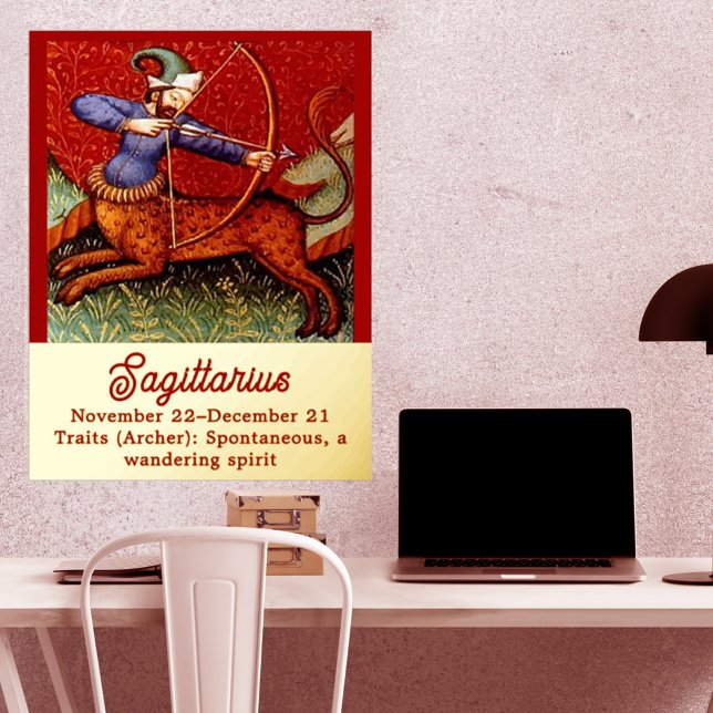 Sagittarius Horoscope Zodiac Medieval Art 18"x24" Foliendrucke (Von Creator hochgeladen)