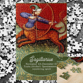 Sagittarius Horoscope Zodiac Medieval Vintag LG