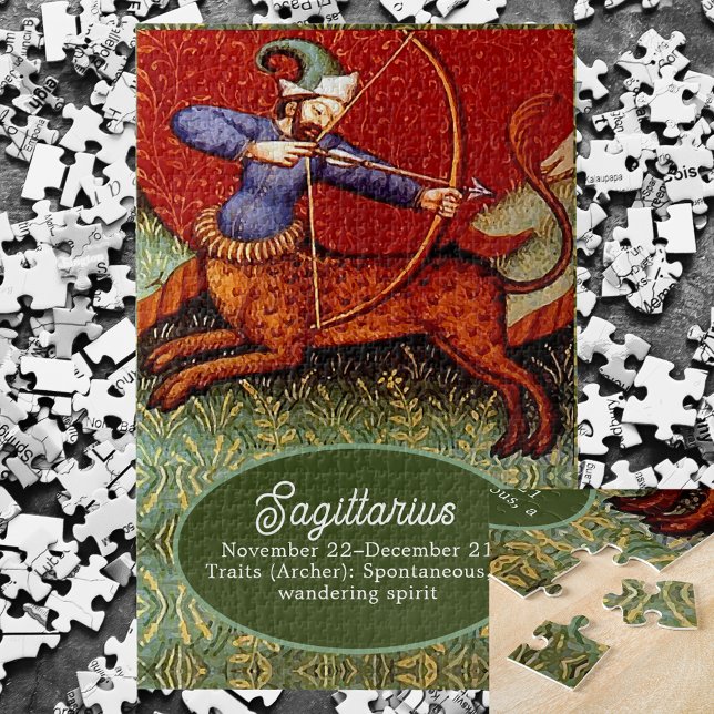 Sagittarius Horoscope Zodiac Medieval Vintag LG (Sagittarius Horoscope Zodiac Medieval Vintage LG Jigsaw Puzzle)