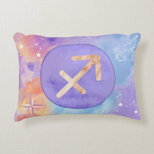 Sagittarius Lila Wasserfarbenastrologie Zodiac Dekokissen