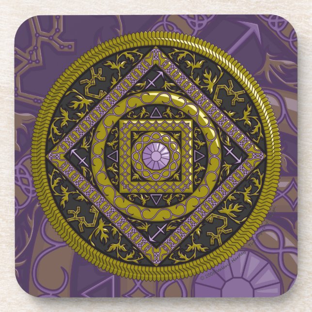 Sagittarius Mandala Square Untersetzer (Vorderseite)