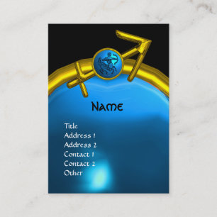 SAGITTARIUS MONOGRAM Saphir blau schwarz gelb Visitenkarte