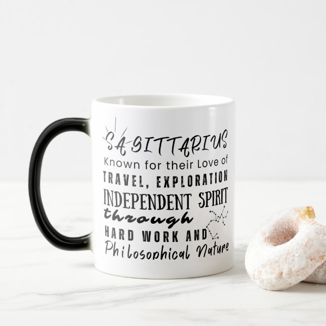 Sagittarius Motivierend Quotes Zodiac Sign Verwandlungstasse (Mit Donut)