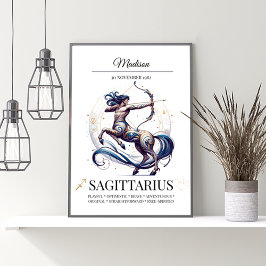 Sagittarius Personalisiert Elegant Zodiac Watercol Poster
