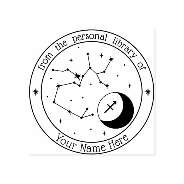 Sagittarius Personalisiert Zodiac Book Briefmarke Gummistempel (Prägung)
