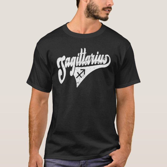 Sagittarius Retro Zodiac, Astrology, Horoscope, Sa T-Shirt (Vorderseite)