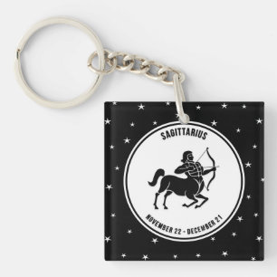 Sagittarius SIGNE Zodiaque, Porte - clé noir et bl