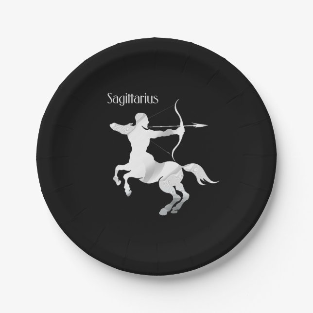 Sagittarius Silver Archer Zodiac Pappteller (Vorderseite)