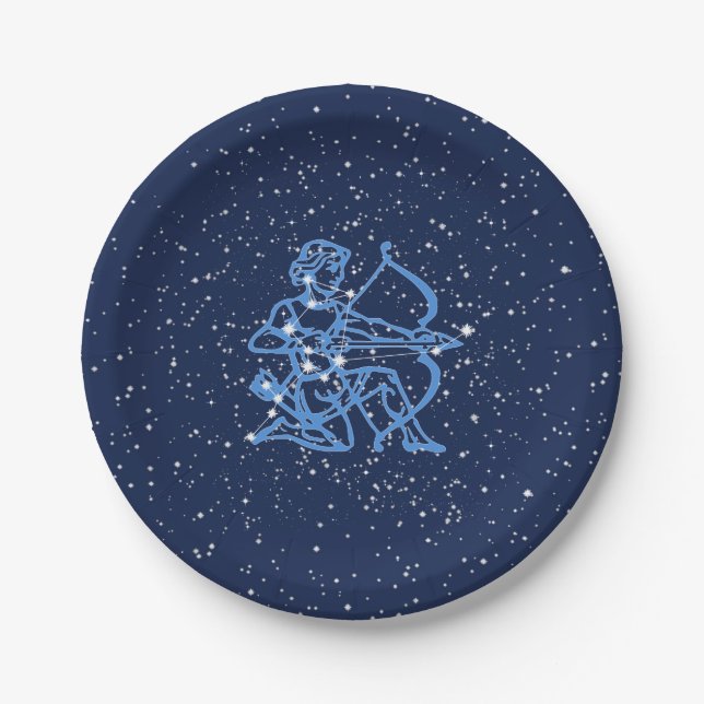 Sagittarius Sternbild & Sternzeichen mit Sternen Pappteller (Vorderseite)