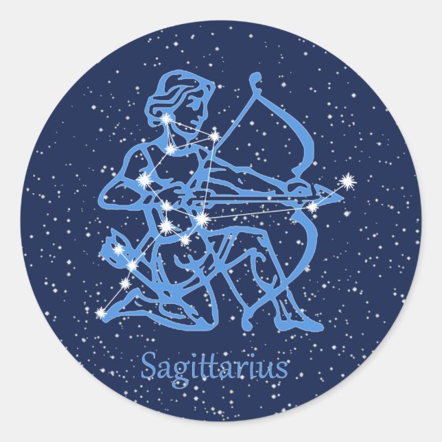 Sagittarius Sternbild & Sternzeichen mit Sternen Runder Aufkleber (Vorderseite)