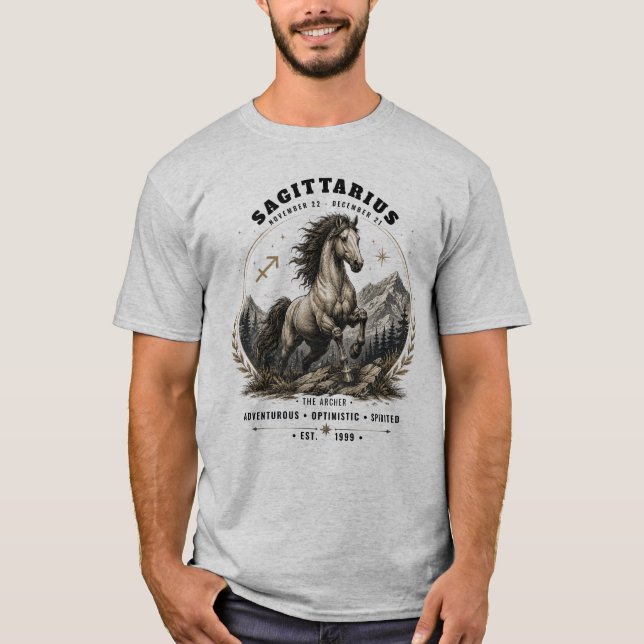 Sagittarius-Sternzeichen-Pferd Herren T-Shirt (Vorderseite)