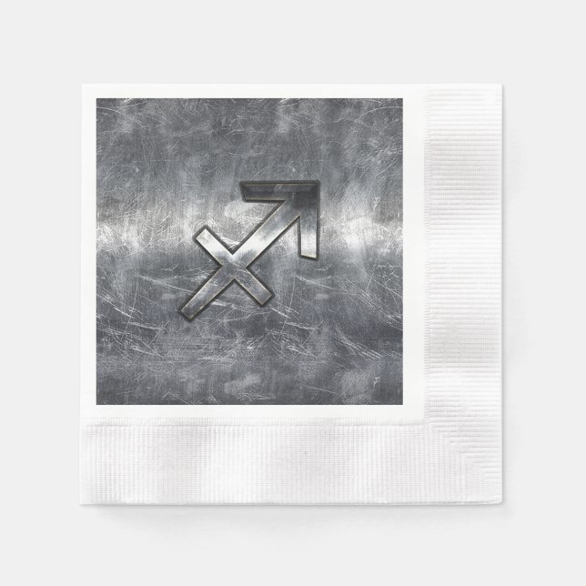 Sagittarius Symbol Grunge Distressed Steel Style Serviette (Vorderseite)
