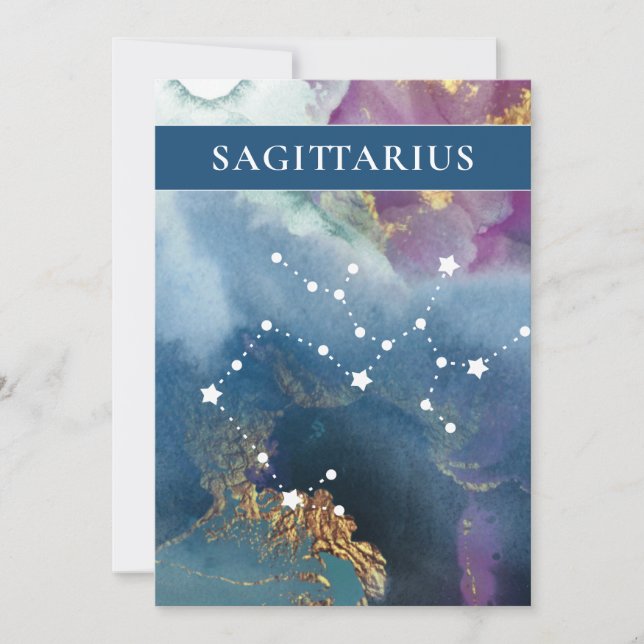 Sagittarius Table Sign Celestial Watercolor Theme Einladung (Vorderseite)