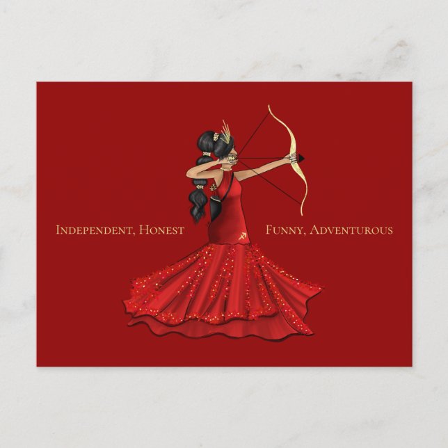 Sagittarius Weibliche Göttin - Rot Postkarte (Vorderseite)