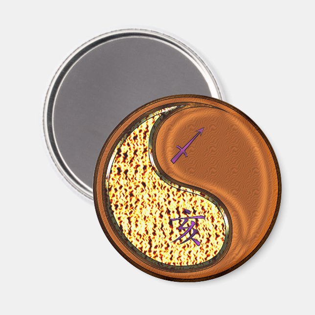 Sagittarius & Wood Boar Magnet (Vorderseite/Rückseite)