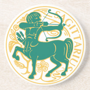 Sagittarius Zeichen des Zodiaks auf einem Unterset Getränkeuntersetzer