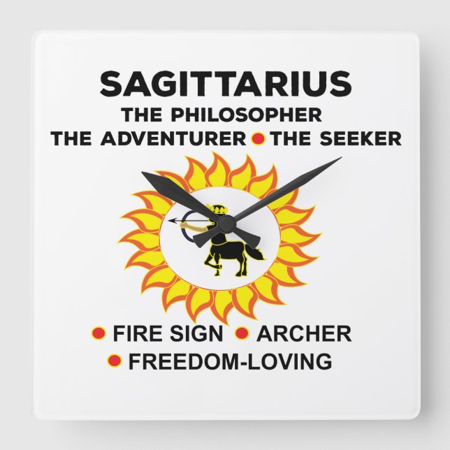 Sagittarius Zodiac Archer Birthday Quadratische Wanduhr (Vorderseite)