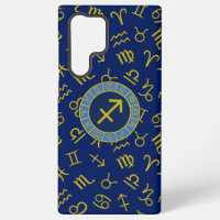 Sagittarius Zodiac+Astrologie Symbole Ptn Gld+Blue