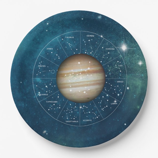 Sagittarius Zodiac Astrologie Zeichen - Planet Jup Pappteller (Vorderseite)