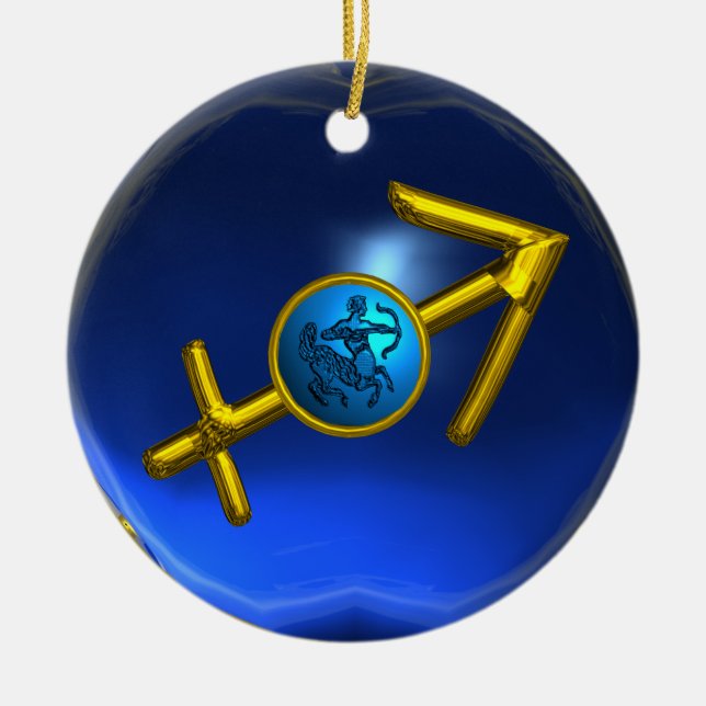 SAGITTARIUS ZODIAC BIRTHDAY JEWEL Blue Türkise Keramikornament (Vorne)