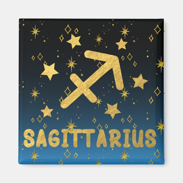 Sagittarius Zodiac Blue und Gold Magnet (Vorne)