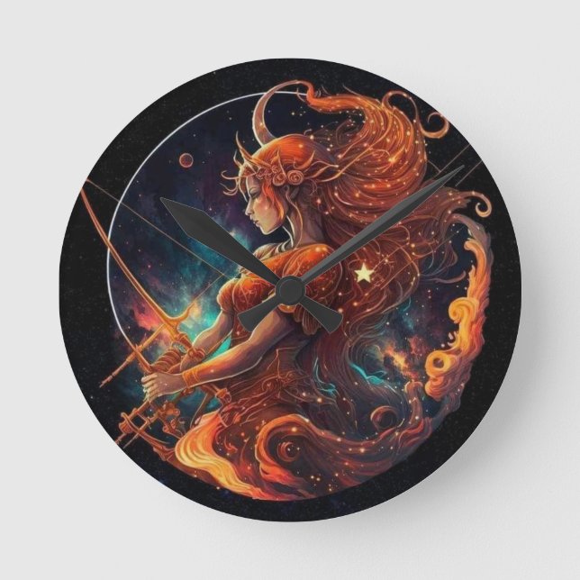 Sagittarius Zodiac Clock Runde Wanduhr (Vorderseite)