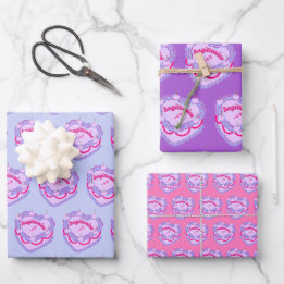 Sagittarius Zodiac Coquette Heart Birthday Cake Geschenkpapier Set