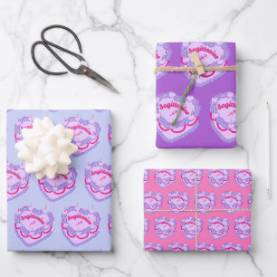 Sagittarius Zodiac Coquette Heart Birthday Cake Geschenkpapier Set