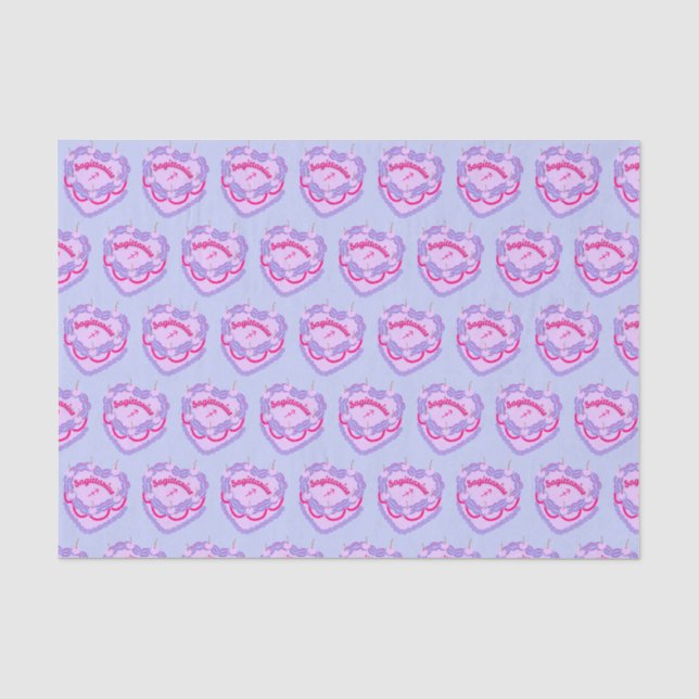 Sagittarius Zodiac Coquette Heart Birthday Cake Seidenpapier (Vorderseite)