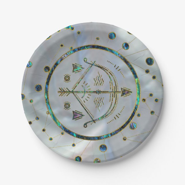 Sagittarius Zodiac Gold Abalone auf der Konstellat Pappteller (Vorderseite)