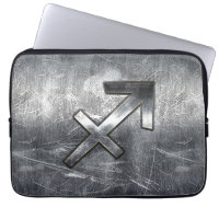 Sagittarius Zodiac in Grunge gestörter Stahl ausse