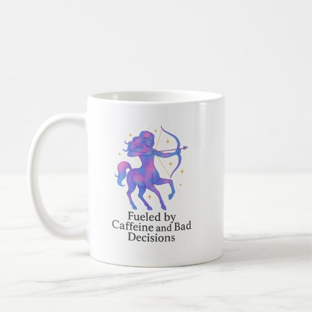 Sagittarius Zodiac Mug – Fueled by Caffeine and Ba Kaffeetasse (Links)