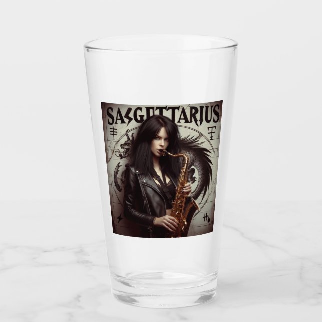 Sagittarius Zodiac Musician Saxophon Glas (Vorderseite)