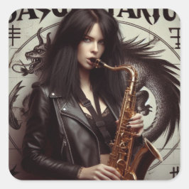 Sagittarius Zodiac Musician Saxophon Quadratischer Aufkleber