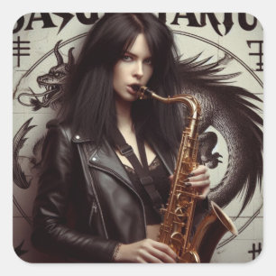 Sagittarius Zodiac Musician Saxophon Quadratischer Aufkleber