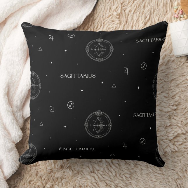 Sagittarius Zodiac Pattern in Black and White Kissen (Decke)
