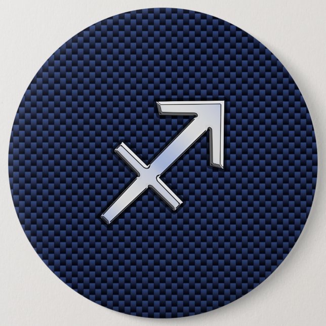 Sagittarius Zodiac Sign auf blauem Carbon Fibre De Button (Vorderseite)