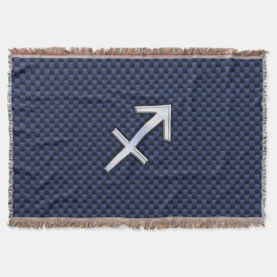 Sagittarius Zodiac Sign auf blauem Carbon Fibre De Decke