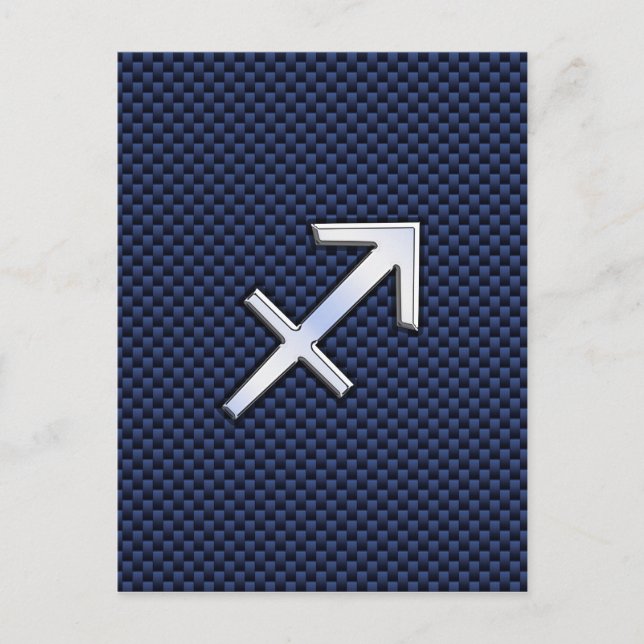 Sagittarius Zodiac Sign auf blauem Carbon Fibre De Postkarte (Vorderseite)