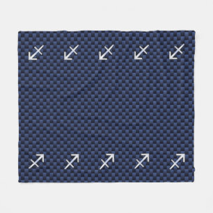 Sagittarius Zodiac Sign auf Blue Carbon Fibre Prin Fleecedecke