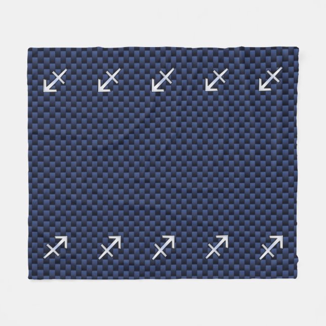 Sagittarius Zodiac Sign auf Blue Carbon Fibre Prin Fleecedecke (Vorderseite (Horizontal))