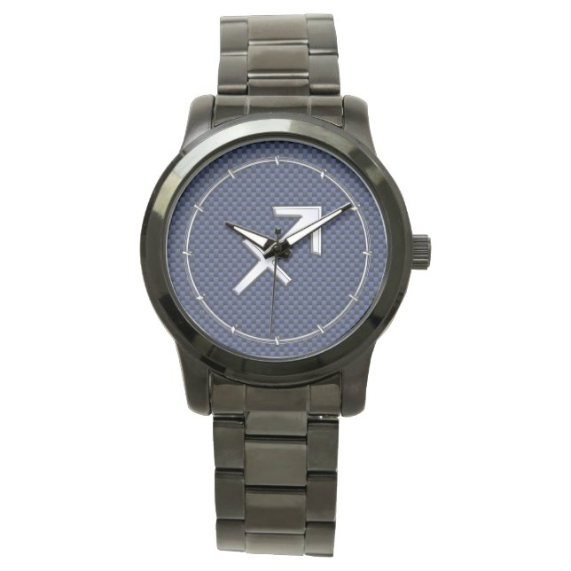 Sagittarius Zodiac Sign auf Blue Carbon Fibre Styl Armbanduhr (Vorderseite)
