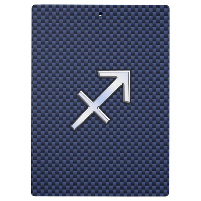 Sagittarius Zodiac Sign auf Blue Carbon Fibre Styl Klemmbrett (Rückseite)