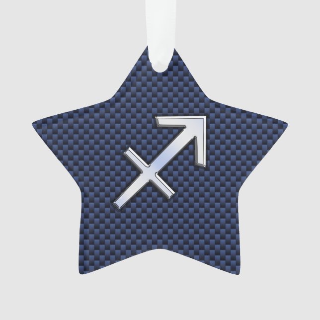 Sagittarius Zodiac Sign auf Blue Carbon Fibre Styl Ornament (Vorderseite)