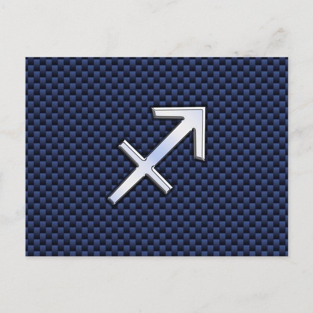 Sagittarius Zodiac Sign auf Blue Carbon Fibre Styl Postkarte (Vorderseite)