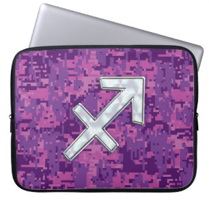 Sagittarius Zodiac Sign auf Fuchsia Digital Camouf Laptopschutzhülle