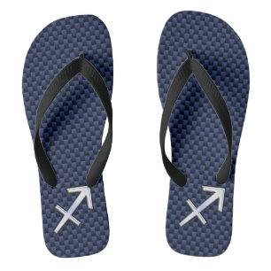 Sagittarius Zodiac Sign auf Navy Carbon Fibre Prin Flip Flops