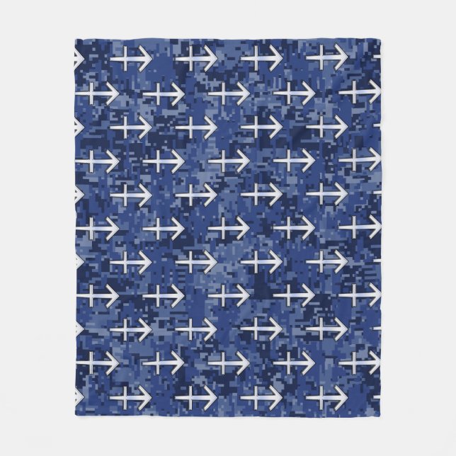 Sagittarius Zodiac Sign auf Navy Digital Camouflag Fleecedecke (Vorderseite)