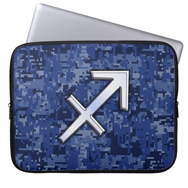 Sagittarius Zodiac Sign auf Navy Digital Camouflag Laptopschutzhülle (Vorderseite)